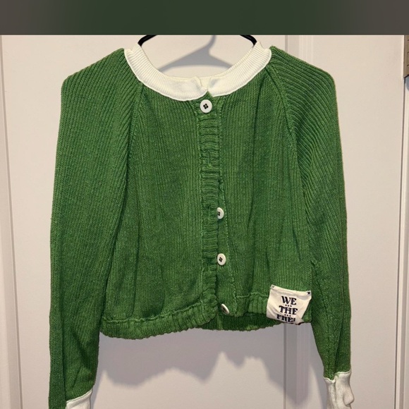 We The Free Tops - We The Free Green and White Cropped Button Cardigan